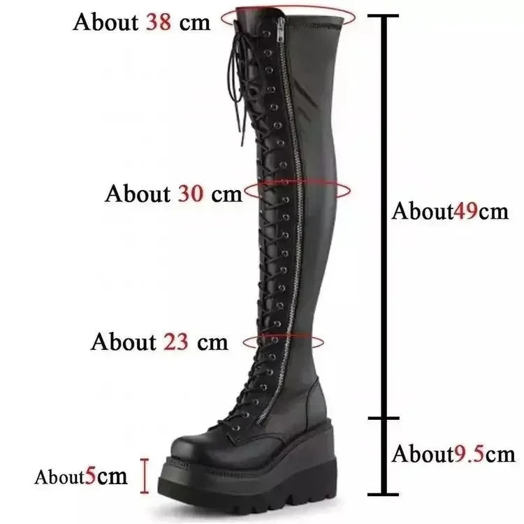 Gothic Over-Knee Platform Boots – Rave Cosplay Wedges